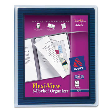 Avery® Flexi-view Six-pocket Polypropylene Organizer, 150-sheet Capacity, 11 X 8.5, Translucent-navy freeshipping - TVN Wholesale