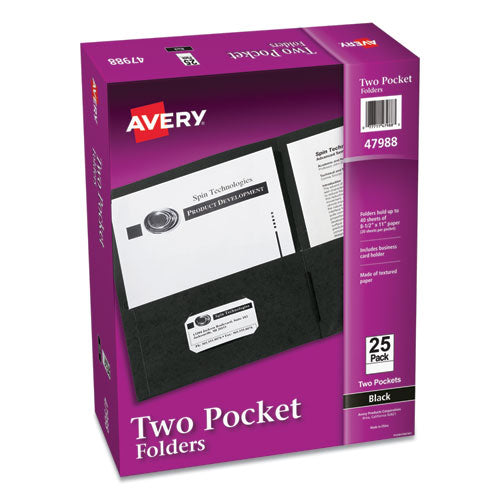 Avery® Two-pocket Folder, 40-sheet Capacity, 11 X 8.5, Black, 25-box freeshipping - TVN Wholesale