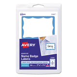 Avery® Printable Adhesive Name Badges, 3.38 X 2.33, Blue Border, 100-pack freeshipping - TVN Wholesale