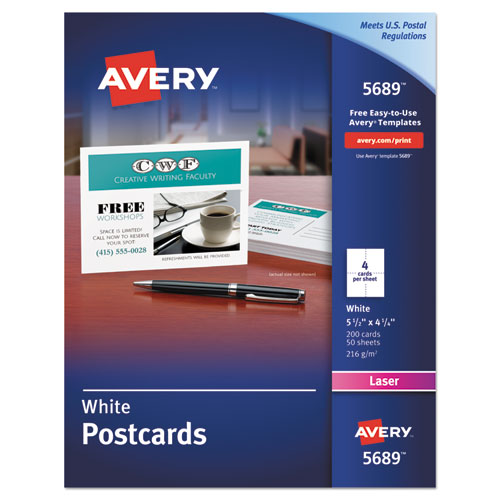 Avery® Postcards For Laser Printers, 4 1-4 X 5 1-2, Uncoated White, 4-sheet, 200-box freeshipping - TVN Wholesale