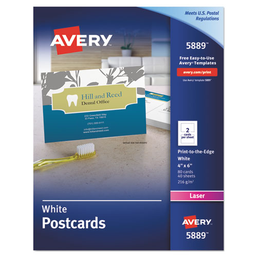Avery® Printable Postcards, Laser, 80 Lb, 4 X 6, Uncoated White, 80 Cards, 2 Cards-sheet, 40 Sheets-box freeshipping - TVN Wholesale