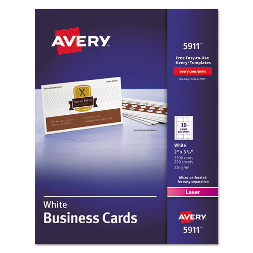 Avery® Printable Microperforated Business Cards W-sure Feed Technology, Laser, 2 X 3.5, White, 2,500 Cards, 10-sheet, 250 Sheets-box freeshipping - TVN Wholesale