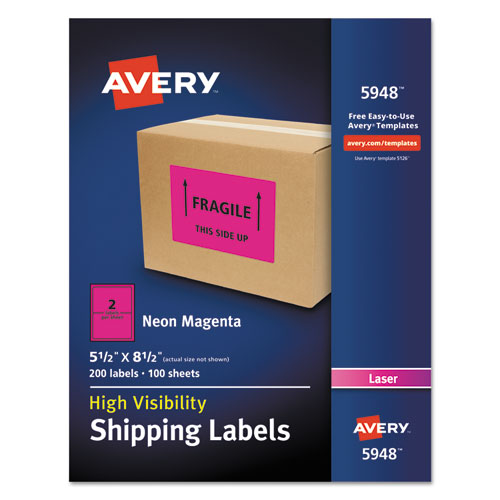 Avery® High-visibility Permanent Laser Id Labels, 5 1-2 X 8 1-2, Neon Magenta, 200-box freeshipping - TVN Wholesale