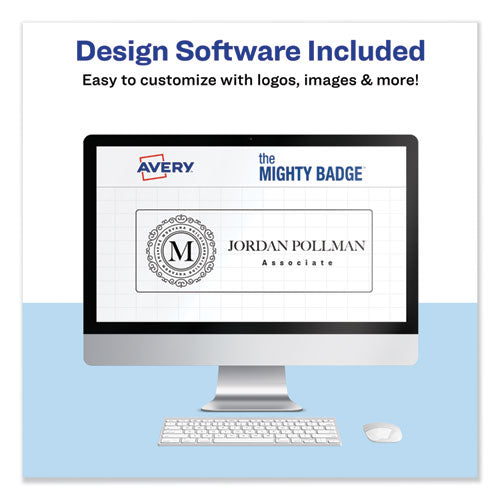 Avery® The Mighty Badge Name Badge Holder Kit, Horizontal, 3 X 1, Laser, Silver, 4 Holders-32 Inserts freeshipping - TVN Wholesale
