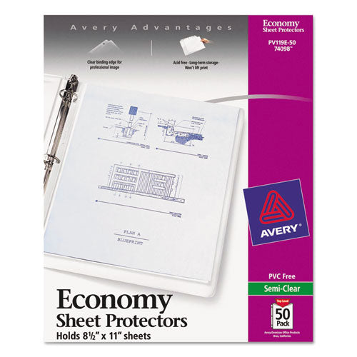 Avery® Top-load Sheet Protector, Economy Gauge, Letter, Semi-clear, 50-box freeshipping - TVN Wholesale
