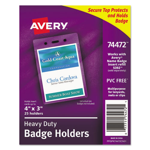 Avery® Secure Top Heavy-duty Badge Holders, Vertical, 3w X 4h, Clear, 25-pack freeshipping - TVN Wholesale