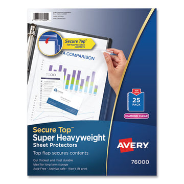 Avery® Secure Top Sheet Protectors, Super Heavy Gauge, Letter, Diamond Clear, 25-pack freeshipping - TVN Wholesale