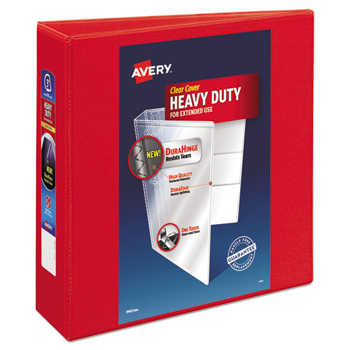 Avery® Heavy-duty View Binder With Durahinge And Locking One Touch Ezd Rings, 3 Rings, 3" Capacity, 11 X 8.5, Red freeshipping - TVN Wholesale