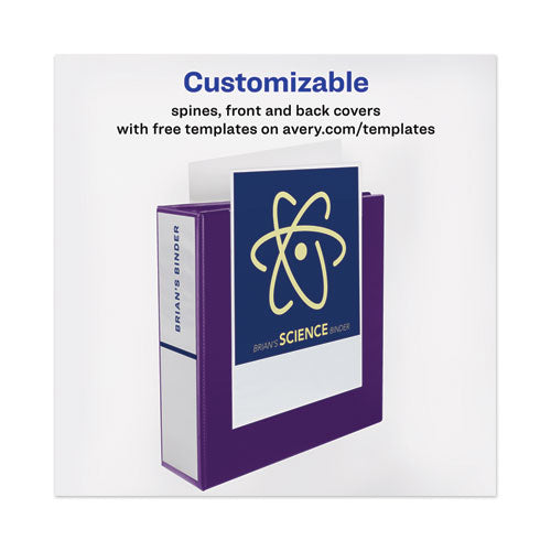 Avery® Heavy-duty View Binder With Durahinge And One Touch Ezd Rings, 3 Rings, 1.5" Capacity, 11 X 8.5, Purple freeshipping - TVN Wholesale