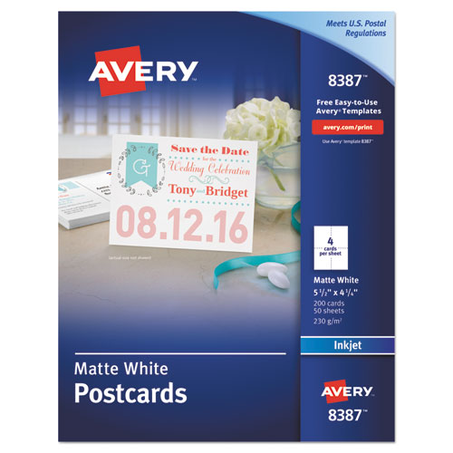 Avery® Postcards For Inkjet Printers, 4 1-4 X 5 1-2, Matte White, 4-sheet, 200-box freeshipping - TVN Wholesale