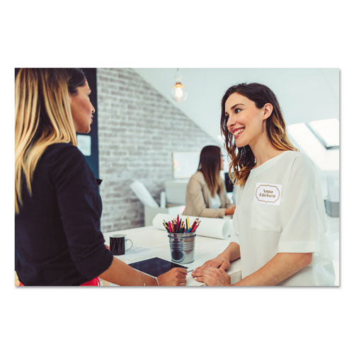 Avery® Flexible Adhesive Name Badge Labels, 3 3-8 X 2 1-3, White-gold Border, 120-pk freeshipping - TVN Wholesale