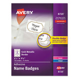 Avery® Flexible Adhesive Name Badge Labels, 3 3-8 X 2 1-3, White-gold Border, 120-pk freeshipping - TVN Wholesale