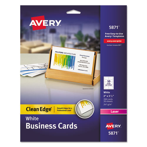 Avery® True Print Clean Edge Business Cards, Inkjet, 2 X 3.5, Ivory, 200 Cards, 10 Cards Sheet, 20 Sheets-pack freeshipping - TVN Wholesale