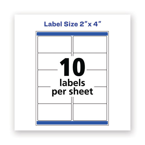 Avery® Waterproof Shipping Labels With Trueblock And Sure Feed, Laser Printers, 2 X 4, White, 10-sheet, 500 Sheets-box freeshipping - TVN Wholesale