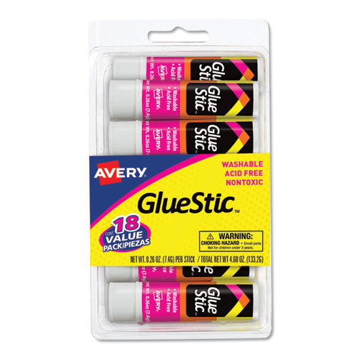 Avery® Permanent Glue Stic Value Pack, 0.26 Oz, Applies White, Dries Clear, 18-pack freeshipping - TVN Wholesale