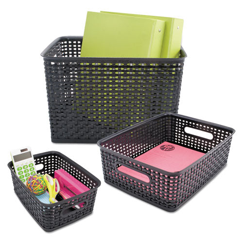Advantus Weave Bins, 13.88 X 10.5 X 8.75, Black, 2-pack freeshipping - TVN Wholesale