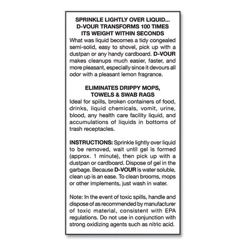 Big D Industries D-vour Absorbent Powder, Canister, Lemon, 16oz, 6-carton freeshipping - TVN Wholesale