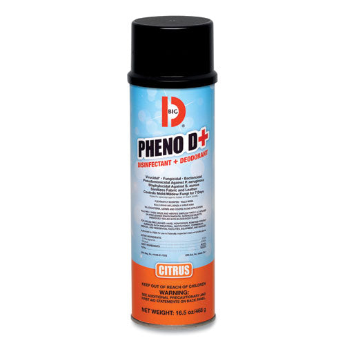 Big D Industries Pheno D+ Aerosol Disinfectant-deodorizer, Citrus Scent, 16.5 Oz Aerosol Spray Can, 12-carton freeshipping - TVN Wholesale