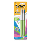 BIC® 4-color Multi-color Ballpoint Pen, Retractable, Medium 1 Mm, Lime-pink-purple-turquoise Ink, Lime Green Barrel, 2-pack freeshipping - TVN Wholesale