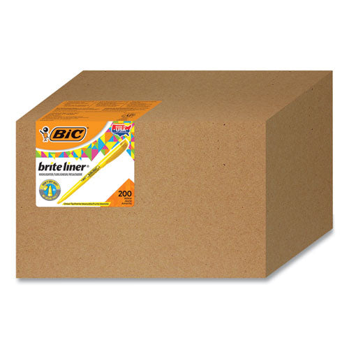 BIC® Brite Liner Highlighter Xtra Value Pack, Yellow Ink, Chisel Tip, Yellow-black Barrel, 200-carton freeshipping - TVN Wholesale