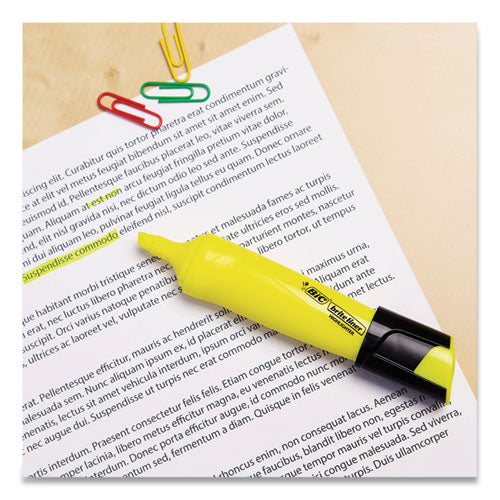 BIC® Brite Liner 3 'n 1 Highlighters, Yellow Ink, 3 'n 1 Chisel Tip, Black-yellow Barrel, Dozen freeshipping - TVN Wholesale