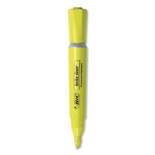 BIC® Brite Liner Tank-style Highlighter, Fluorescent Yellow Ink, Chisel Tip, Yellow-black Barrel, Dozen freeshipping - TVN Wholesale
