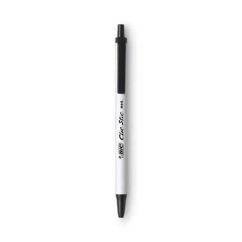 BIC® Clic Stic Ballpoint Pen, Retractable, Medium 1 Mm, Black Ink, White Barrel, Dozen freeshipping - TVN Wholesale