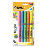 BIC® Brite Liner Grip Pocket Highlighter, Fluorescent Yellow Ink, Chisel Tip, Yellow-black-silver Barrel, Dozen freeshipping - TVN Wholesale
