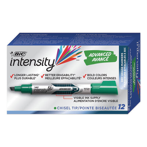 BIC® Intensity Advanced Dry Erase Marker, Tank-style, Broad Chisel Tip, Green, Dozen freeshipping - TVN Wholesale