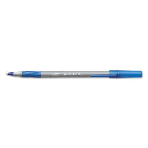 BIC® Round Stic Grip Xtra Comfort Ballpoint Pen, Stick, Fine 0.8 Mm, Blue Ink, Gray-blue Barrel, Dozen freeshipping - TVN Wholesale
