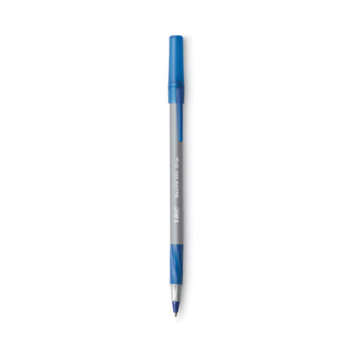 BIC® Round Stic Grip Xtra Comfort Ballpoint Pen, Stick, Fine 0.8 Mm, Blue Ink, Gray-blue Barrel, Dozen freeshipping - TVN Wholesale