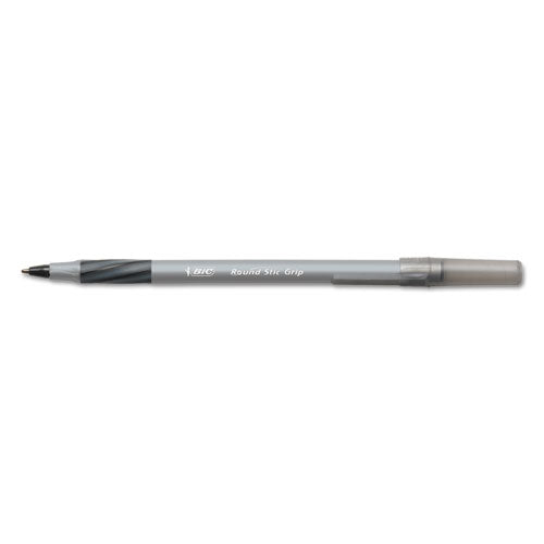BIC® Round Stic Grip Xtra Comfort Ballpoint Pen, Stick, Fine 0.8 Mm, Black Ink, Gray-black Barrel, Dozen freeshipping - TVN Wholesale