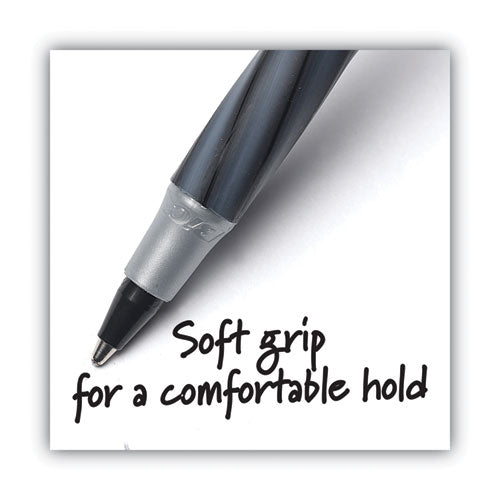 BIC® Round Stic Grip Xtra Comfort Ballpoint Pen, Stick, Fine 0.8 Mm, Black Ink, Gray-black Barrel, Dozen freeshipping - TVN Wholesale