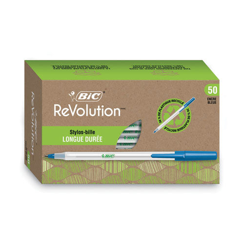 BIC® Ecolutions Round Stic Ballpoint Pen Value Pack, Stick, Medium 1 Mm, Blue Ink, Clear Barrel, 50-pack freeshipping - TVN Wholesale