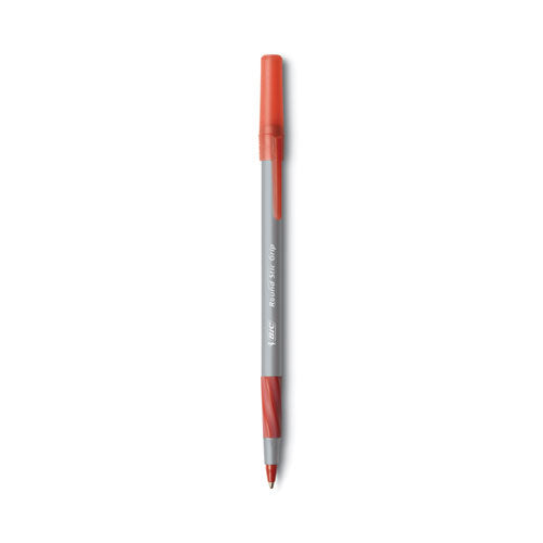 BIC® Round Stic Grip Xtra Comfort Ballpoint Pen, Easy-glide, Stick, Medium 1.2 Mm, Red Ink, Gray-red Barrel, Dozen freeshipping - TVN Wholesale