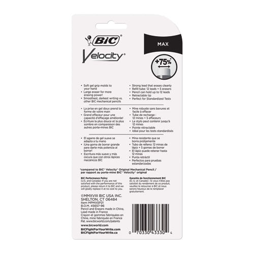BIC® Velocity Max Pencil, 0.5 Mm, Hb (#2), Black Lead, Gray Barrel, 2-pack freeshipping - TVN Wholesale