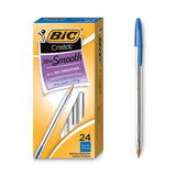 BIC® Cristal Xtra Smooth Ballpoint Pen Value Pack, Stick, Medium 1 Mm, Blue Ink, Clear Barrel, 24-pack freeshipping - TVN Wholesale