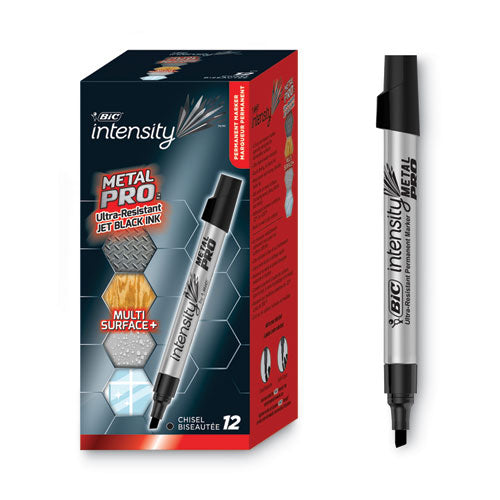 BIC® Intensity Metal Pro Permanent Marker, Broad Pro Chisel Tip, Black, Dozen freeshipping - TVN Wholesale