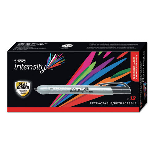 BIC® Intensity Retractable Permanent Marker, Fine Bullet Tip, Black, Dozen freeshipping - TVN Wholesale