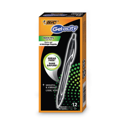BIC® Gel-ocity Quick Dry Gel Pen, Retractable, Medium 0.7 Mm, Black Ink, Black Barrel, Dozen freeshipping - TVN Wholesale
