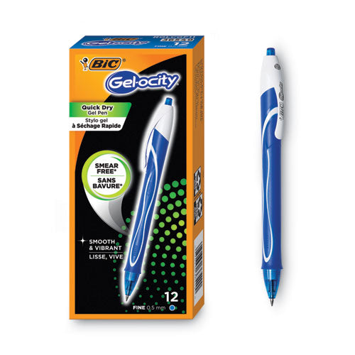 BIC® Gel-ocity Quick Dry Gel Pen, Retractable, Fine 0.5 Mm, Blue Ink, Blue Barrel, Dozen freeshipping - TVN Wholesale