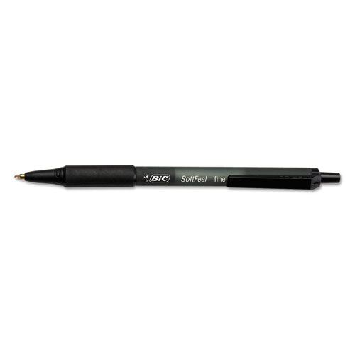 BIC® Soft Feel Ballpoint Pen, Retractable, Fine 0.8 Mm, Black Ink, Black Barrel, Dozen freeshipping - TVN Wholesale