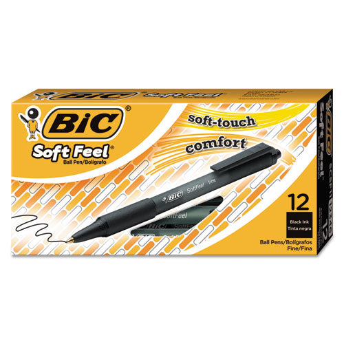 BIC® Soft Feel Ballpoint Pen, Retractable, Fine 0.8 Mm, Black Ink, Black Barrel, Dozen freeshipping - TVN Wholesale