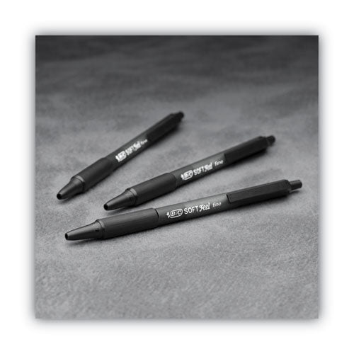 BIC® Soft Feel Ballpoint Pen, Retractable, Fine 0.8 Mm, Black Ink, Black Barrel, Dozen freeshipping - TVN Wholesale