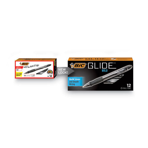 BIC® Glide Bold Ballpoint Pen, Retractable, Bold 1.6 Mm, Black Ink, Smoke Barrel, Dozen freeshipping - TVN Wholesale