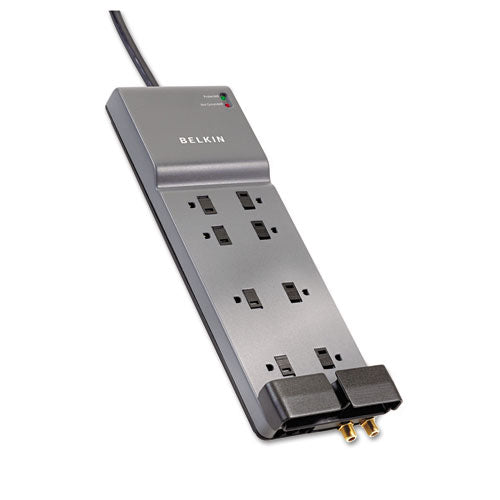 Belkin® Home-office Surge Protector, 8 Outlets, 12 Ft Cord, 3390 Joules, Dark Gray freeshipping - TVN Wholesale