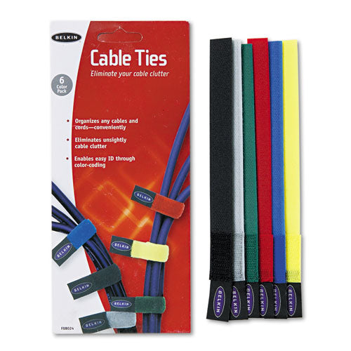 Belkin® Multicolored Cable Ties, 6-pack freeshipping - TVN Wholesale