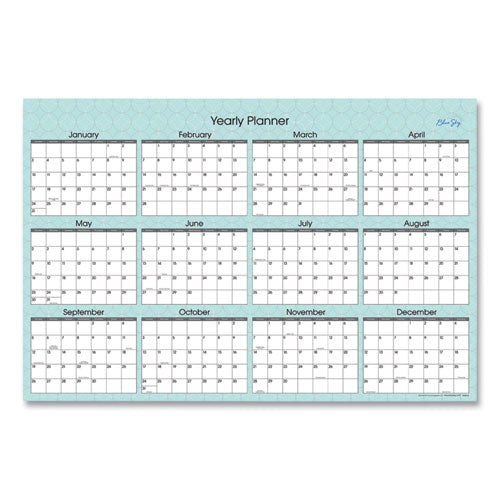 Blue Sky® Picadilly Laminated Erasable Wall Calendar, Geometric Artwork, 36 X 24, White-teal Sheets, 12-month (jan-dec): 2022 freeshipping - TVN Wholesale