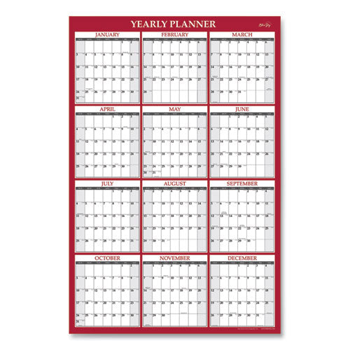 Blue Sky® Classic Red Laminated Erasable Wall Calendar, Classic Red Artwork, 48 X 32, White-red-gray Sheets, 12-month (jan-dec): 2022 freeshipping - TVN Wholesale