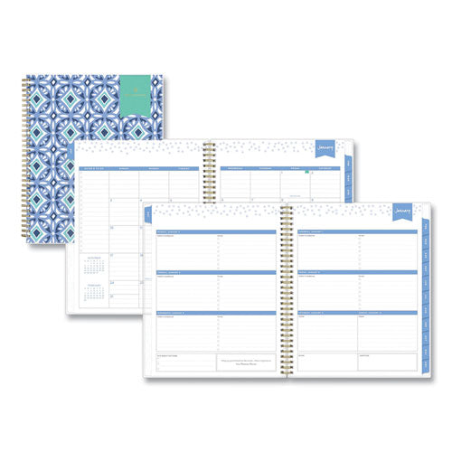 Blue Sky® Day Designer Tile Weekly-monthly Planner, Tile Artwork, 11 X 8.5, Blue-white Cover, 12-month (jan To Dec): 2022 freeshipping - TVN Wholesale